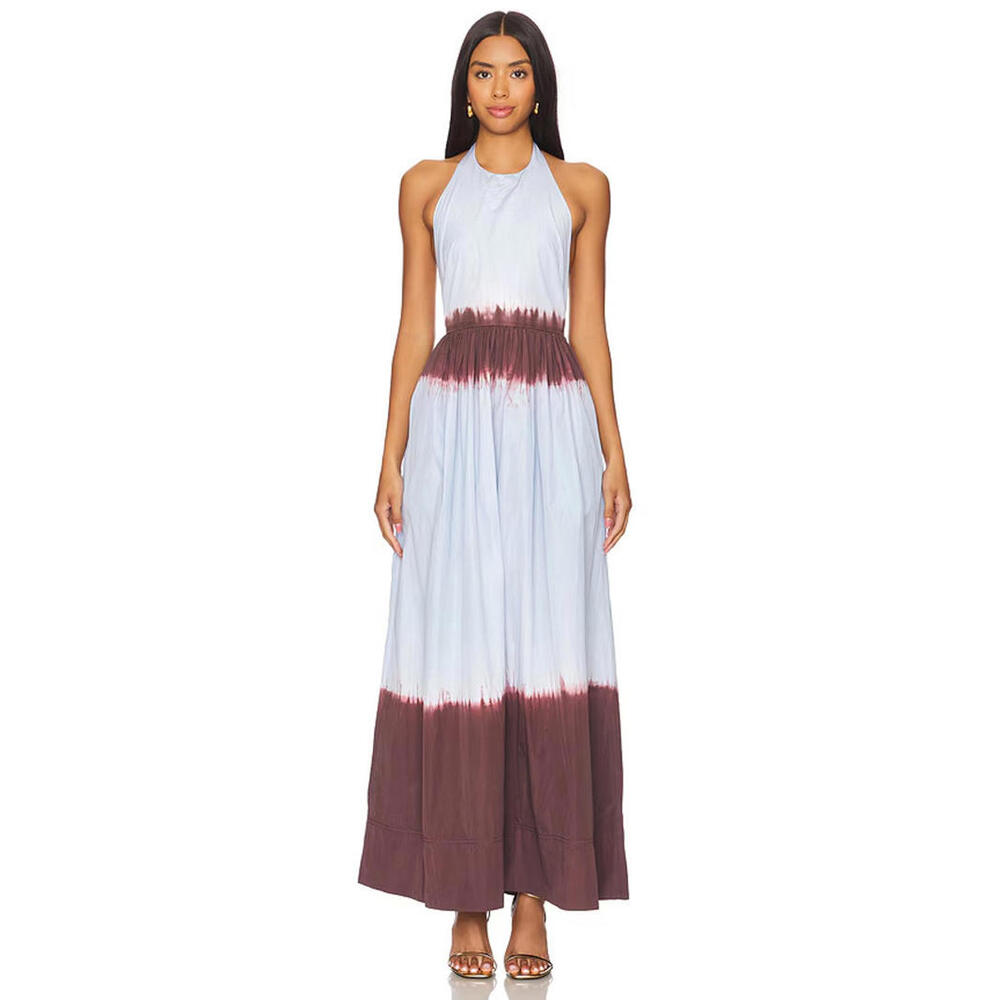 ALC Halter Blair Dress Ombré Tie Dye Brown Purple Beach Maxi Poplin size 10 $595 - Picture 6 of 13